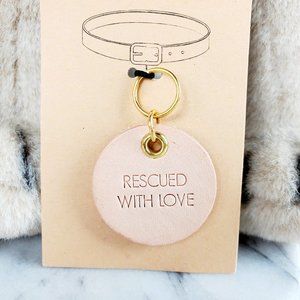 Rescued With Love Leather Pet Tag